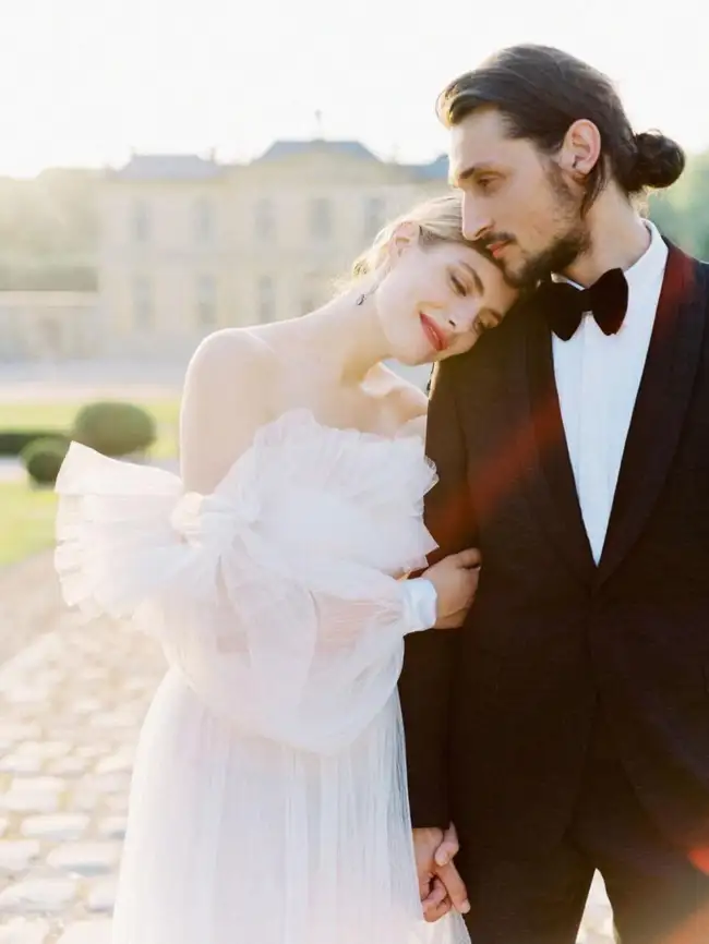 Brides in an editorial wedding portrait