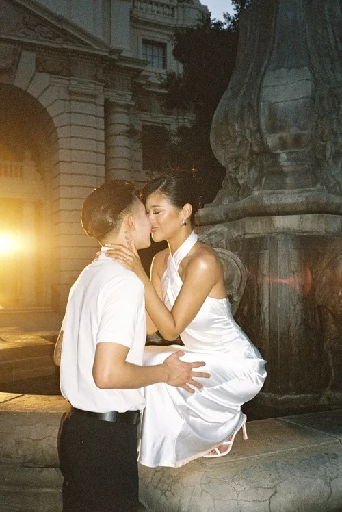 Film photography from an engagement session